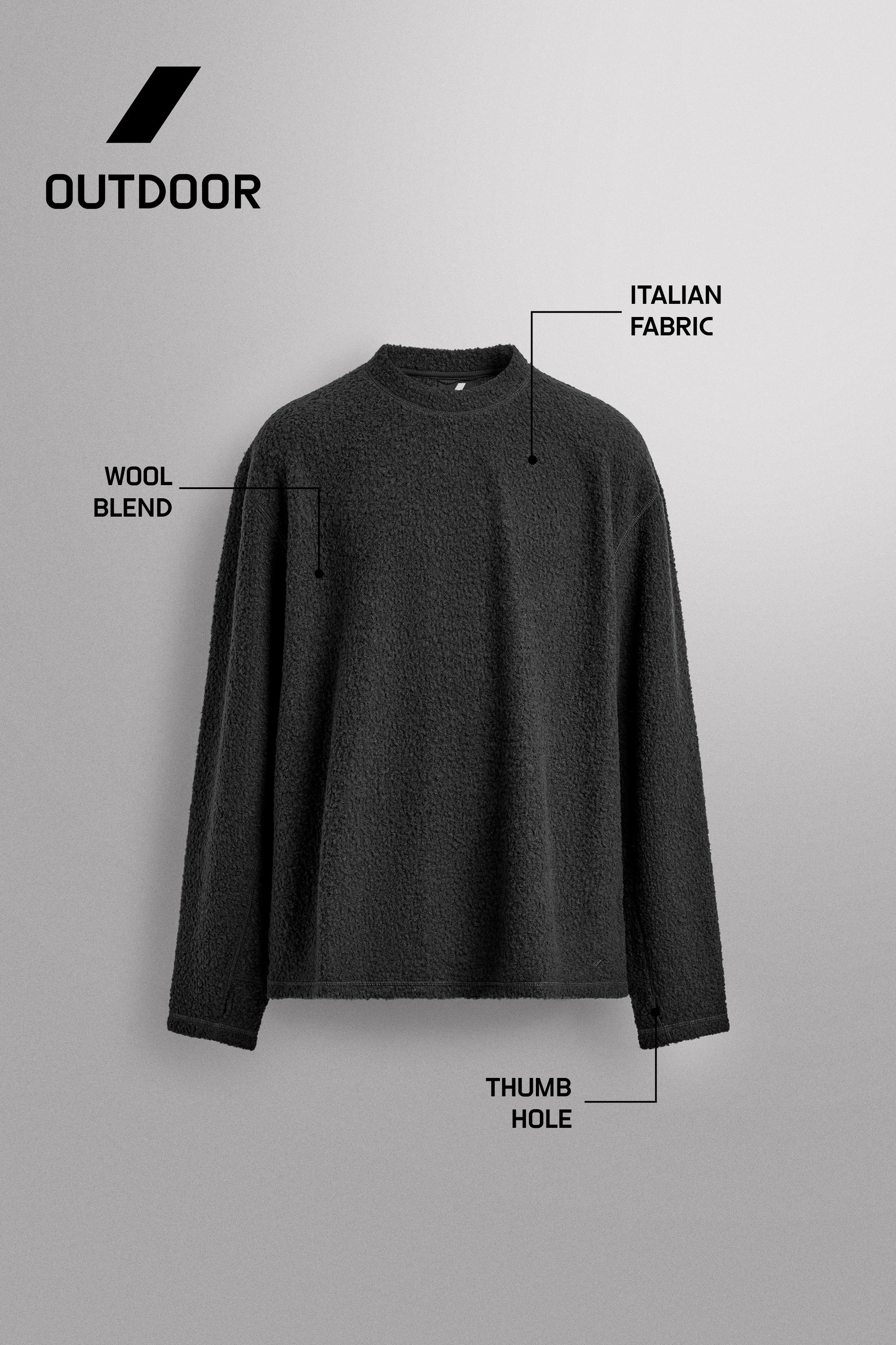 TEXTURED WOOL BLEND SWEATSHIRT